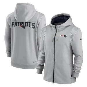 New england patriots nike performance sideline lockup full zip hoodie Gray