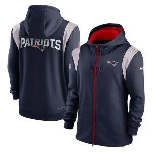 New england patriots nike performance sideline lockup full zip hoodie Navy