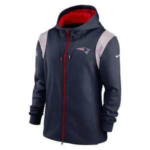 New england patriots nike performance sideline lockup full zip hoodie Navy S