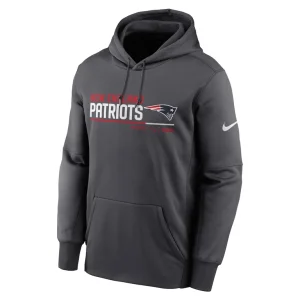 New england patriots nike prime logo name split pullover hoodie anthracite Multi M
