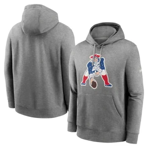 New england patriots nike rewind club fleece pullover hoodie Heathered gray