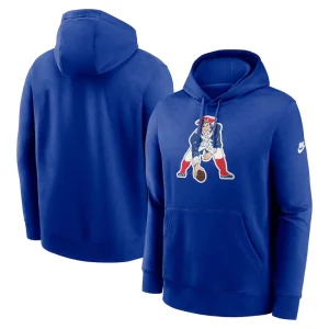 New england patriots nike rewind club logo pullover hoodie Royal