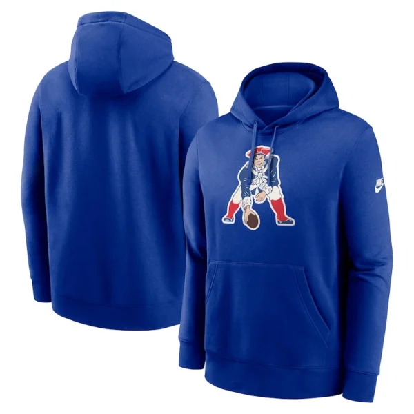 New england patriots nike rewind club logo pullover hoodie Royal