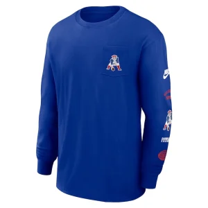 New england patriots nike rewind heavy max 90 pocket long sleeve t shirt Royal M