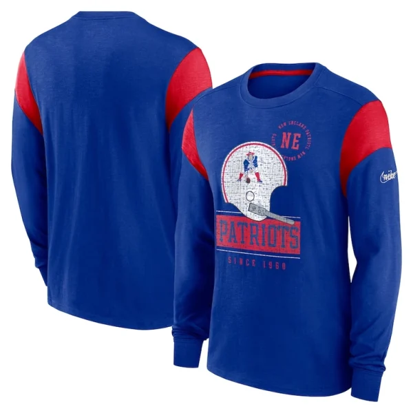 New england patriots nike rewind playback helmet long sleeve t shirt Heather royal