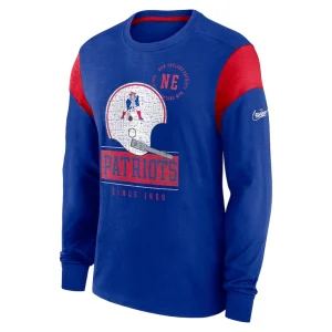 New england patriots nike rewind playback helmet long sleeve t shirt Heather royal M