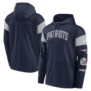 New england patriots nike sideline athletic arch jersey performance pullover hoodie Navy