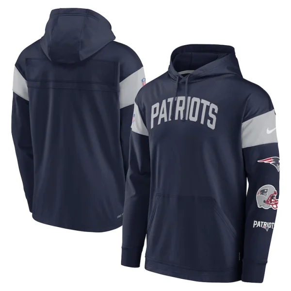 New england patriots nike sideline athletic arch jersey performance pullover hoodie Navy