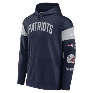 New england patriots nike sideline athletic arch jersey performance pullover hoodie Navy M