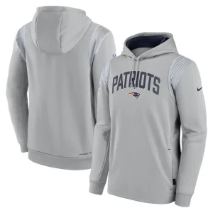 New england patriots nike sideline athletic stack performance pullover hoodie Gray