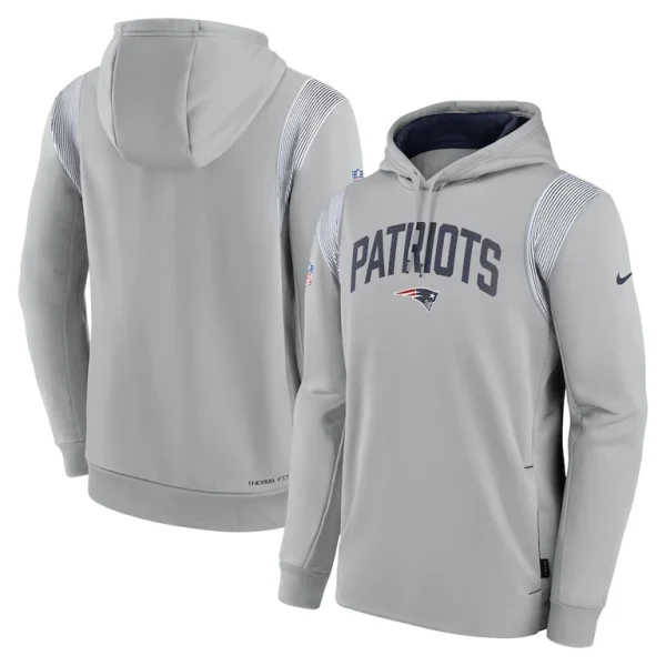 New england patriots nike sideline athletic stack performance pullover hoodie Gray