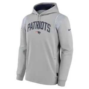 New england patriots nike sideline athletic stack performance pullover hoodie Gray M