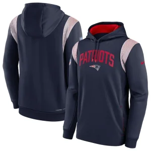 New england patriots nike sideline athletic stack performance pullover hoodie Navy