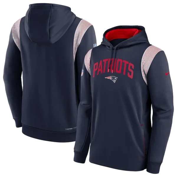 New england patriots nike sideline athletic stack performance pullover hoodie Navy