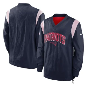 New england patriots nike sideline athletic stack v neck pullover windshirt jacket Navy