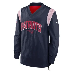 New england patriots nike sideline athletic stack v neck pullover windshirt jacket Navy M