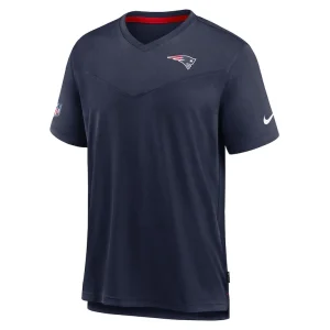 New england patriots nike sideline coach chevron lock up logo v neck performance t shirt Navy S