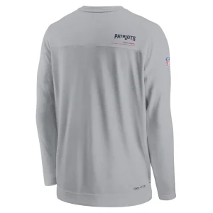 New england patriots nike sideline coach chevron lock up long sleeve v neck performance t shirt Gray L