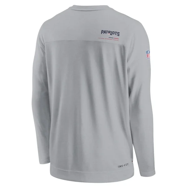 New england patriots nike sideline coach chevron lock up long sleeve v neck performance t shirt Gray L