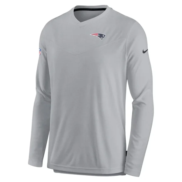 New england patriots nike sideline coach chevron lock up long sleeve v neck performance t shirt Gray M