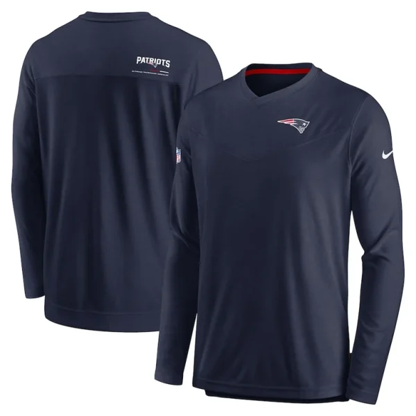 New england patriots nike sideline coach chevron lock up long sleeve v neck performance t shirt Navy