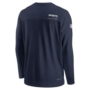 New england patriots nike sideline coach chevron lock up long sleeve v neck performance t shirt Navy L
