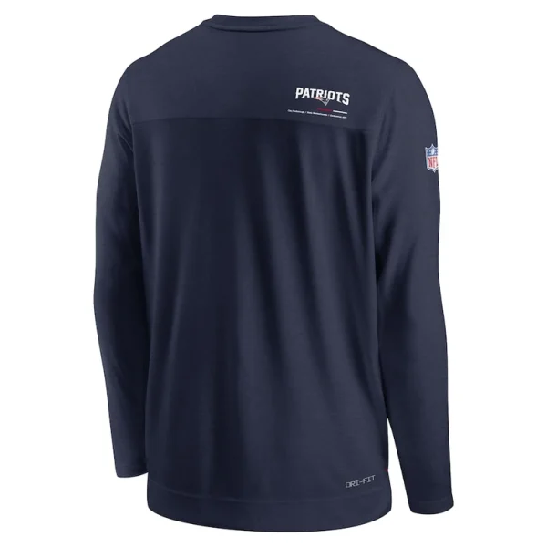 New england patriots nike sideline coach chevron lock up long sleeve v neck performance t shirt Navy L