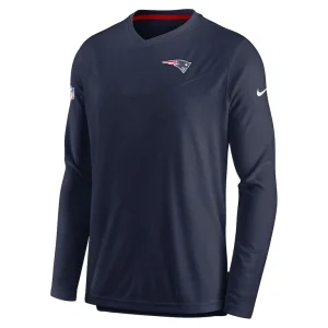 New england patriots nike sideline coach chevron lock up long sleeve v neck performance t shirt Navy M