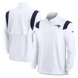 New england patriots nike sideline coach chevron lockup quarter zip long sleeve top White