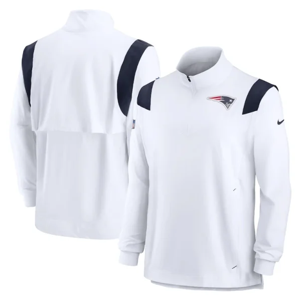 New england patriots nike sideline coach chevron lockup quarter zip long sleeve top White