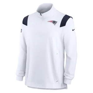 New england patriots nike sideline coach chevron lockup quarter zip long sleeve top White M