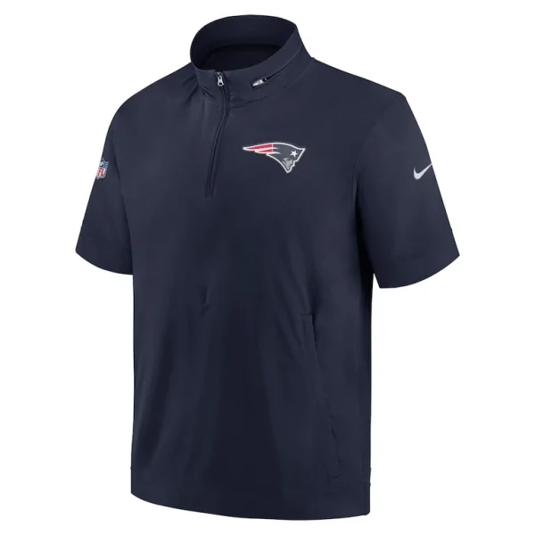 New england patriots nike sideline coach short sleeve hoodie quarter zip jacket Navy M