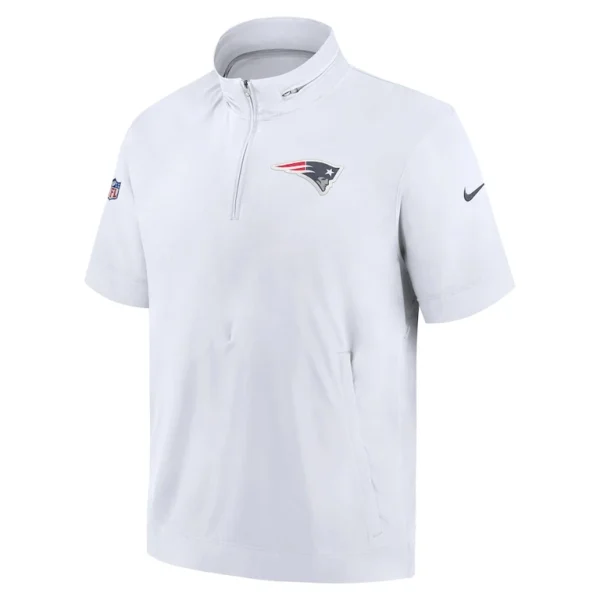 New england patriots nike sideline coach short sleeve hoodie quarter zip jacket White M
