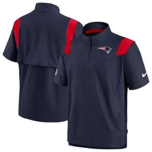 New england patriots nike sideline coaches chevron lockup pullover top Navy