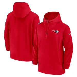 New england patriots nike sideline half zip hoodie Red