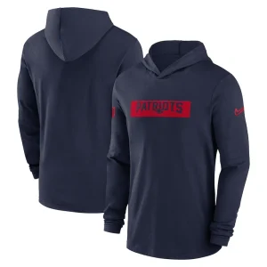 New england patriots nike sideline hoodie performance long sleeve t shirt Navy