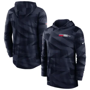 New england patriots nike sideline impact hoodie performance long sleeve t shirt Navy