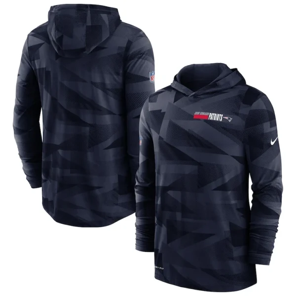 New england patriots nike sideline impact hoodie performance long sleeve t shirt Navy