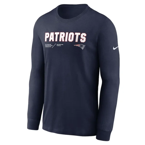 New england patriots nike sideline infograph lock up performance long sleeve t shirt Navy S