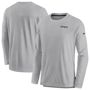 New england patriots nike sideline lockup performance pullover sweatshirt Gray