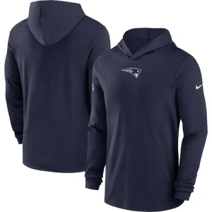 New england patriots nike sideline performance long sleeve hoodie t shirt Navy
