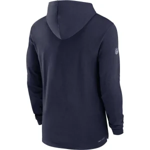 New england patriots nike sideline performance long sleeve hoodie t shirt Navy L