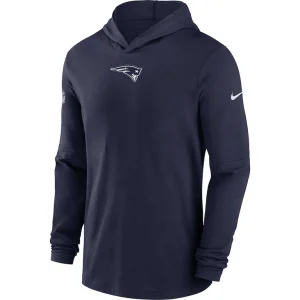 New england patriots nike sideline performance long sleeve hoodie t shirt Navy M