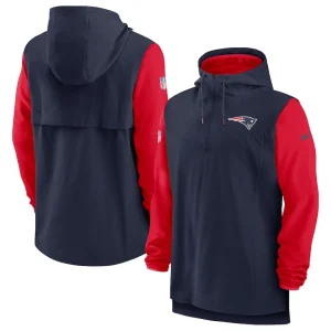 New england patriots nike sideline player quarter zip hoodie Navyred