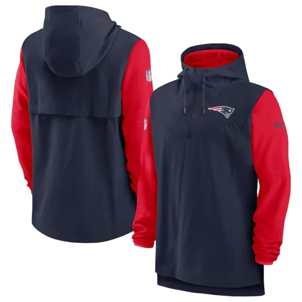 New england patriots nike sideline player quarter zip hoodie Navyred