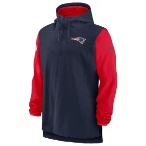 New england patriots nike sideline player quarter zip hoodie Navyred M