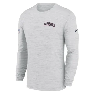 New england patriots nike sideline velocity athletic stack performance long sleeve t shirt White M