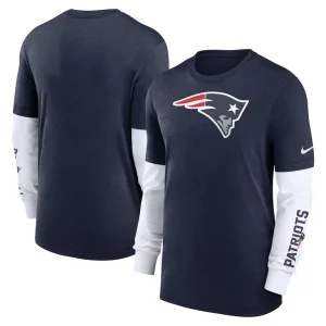 New england patriots nike slub fashion long sleeve t shirt Heather navy