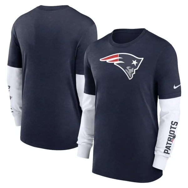 New england patriots nike slub fashion long sleeve t shirt Heather navy