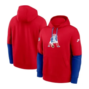 New england patriots nike throwback logo club tri blend pullover hoodie Red